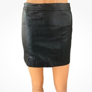 Art Class Girls Black Pleated A-Line Faux Leather Skirt